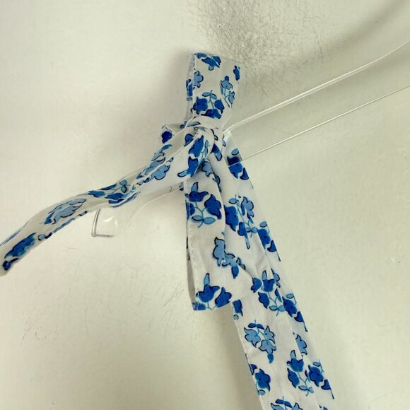 J. Crew Factory Smocked Tie-Shoulder Tank Top White Blue Size XS EUC - Picture 4 of 9